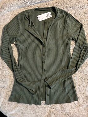 Abercrombie button up olive green XXS